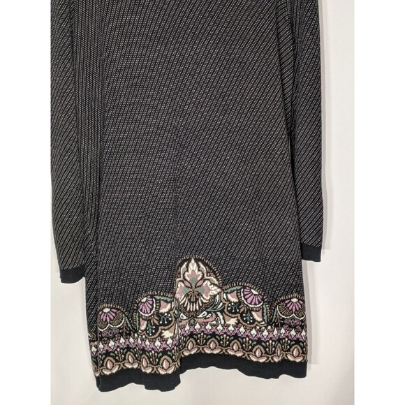 Coldwater Creek Tunic Sweater Dress  Plus 2X Cowl Neck Long Sleeve Black Floral - Picture 7 of 10
